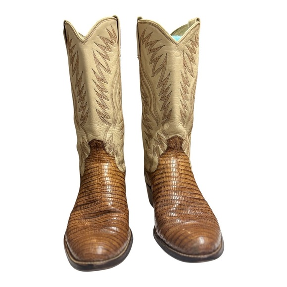 Dan Post Lizard Boots Brown and Beige Size 10.5 D Exotic Western Boots - Picture 2 of 13